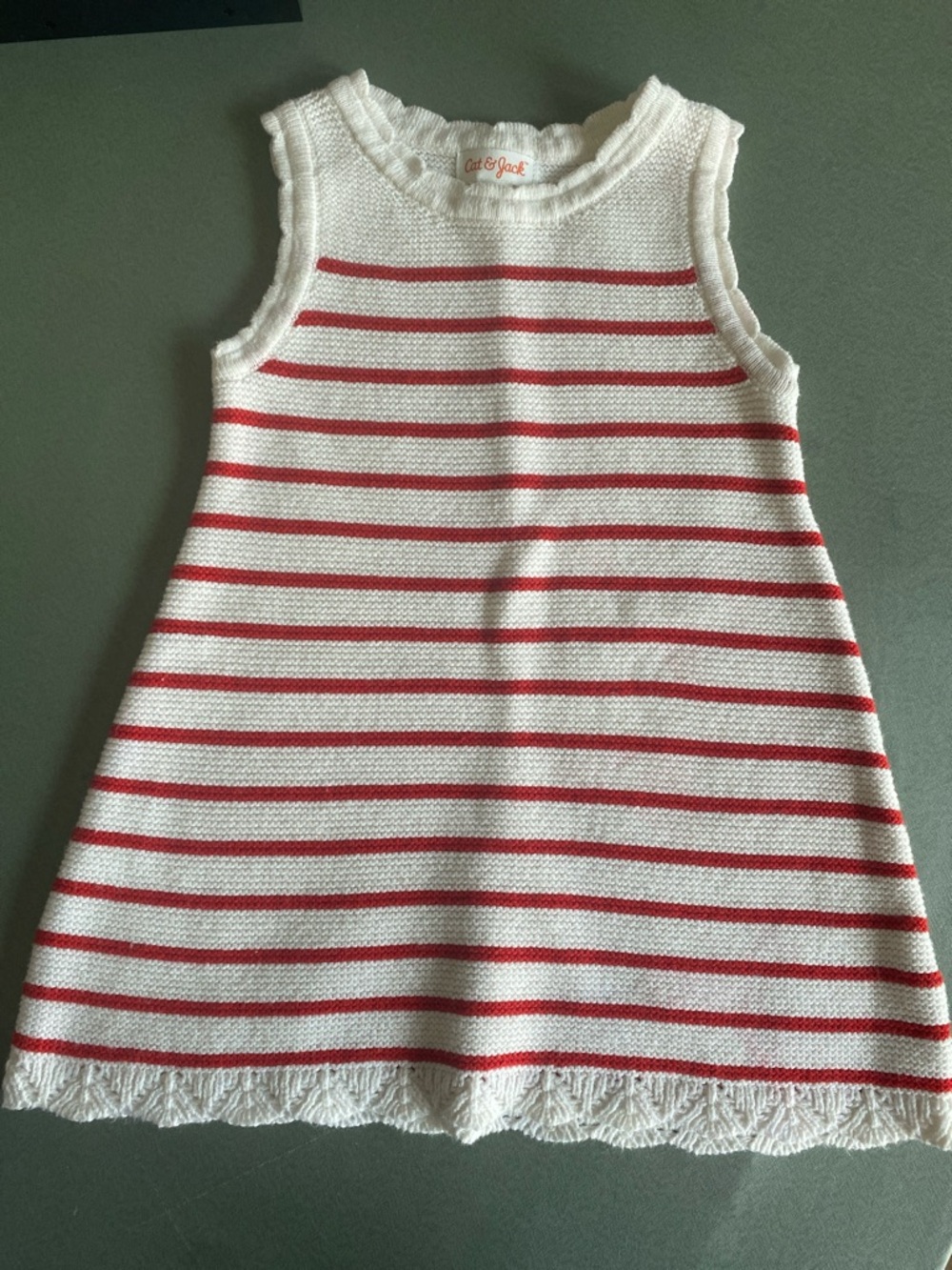 Cat & Jack White and Red Striped Knit Tank Dress